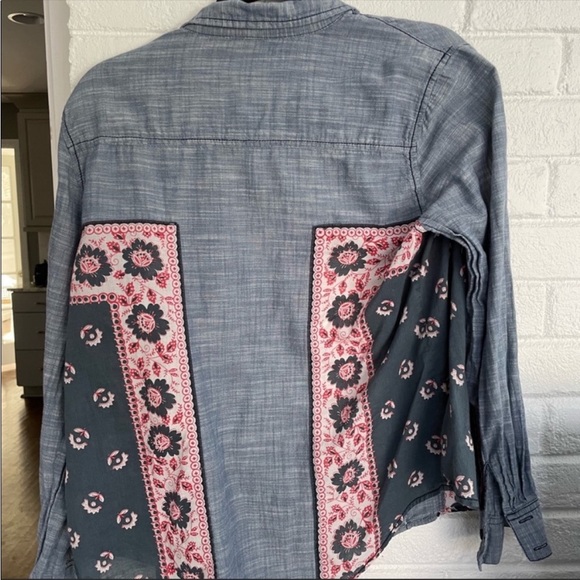 Free People Chambray Bandana Print Button Down - Picture 4 of 5